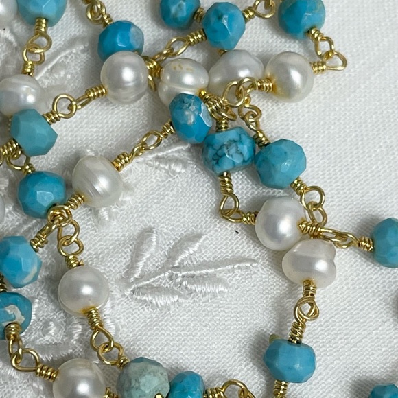 Turquoise and Pearl pendant necklace - Picture 6 of 8